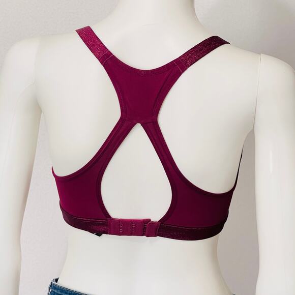 Victoria's Secret Sports Bra Womens 32C Dark Red Strappy Molded Cups Wireless - Picture 10 of 12